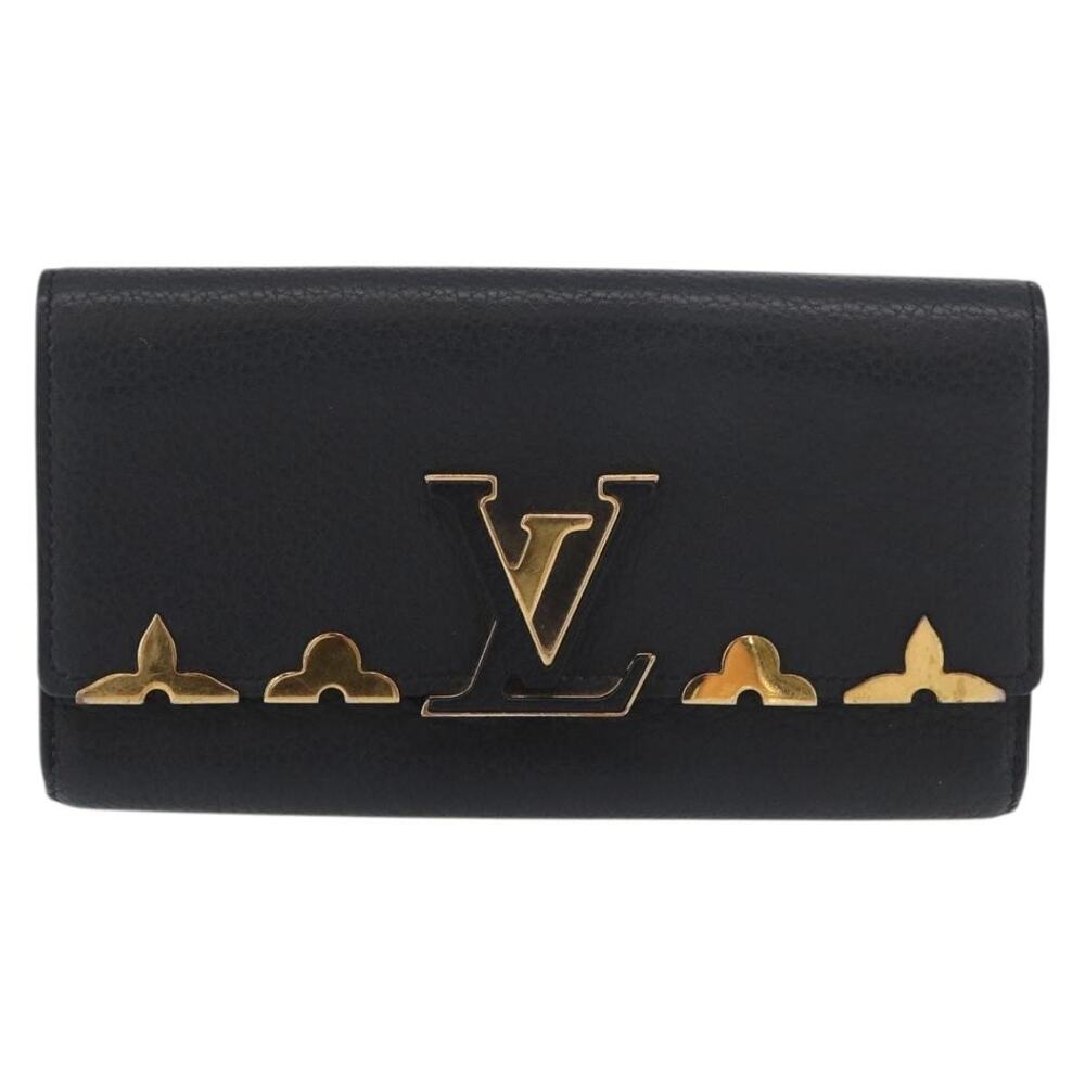 Louis Vuitton Taurillon Embellished Capucines Long Wallet Black